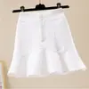Falda de sirena de línea A de cintura alta para mujer, verano 2026, falda corta blanca estilo coreano con un diseño elegante, falda con volantes estilo traje