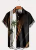 Camisa hawaiana de manga corta con botones de patrón de hojas tropicales con tema de playa, camisa cubana de manga corta, camisa de manga corta