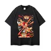 Camiseta de manga corta de venta directa de fábrica con estampados de anime y manga, corte holgado, talla grande, estilo retro desgastado