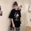 Primavera Inicial 2025 Novos Tops Versáteis de Manga Curta Estilo Coreano Comprimento Médio Pulôver Solto Gola Redonda Camiseta Popular Feminina Tendência Ins