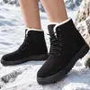 Botas de Nieve Unisex de Caña Media-Alta, Talla Grande, Estilo Invierno Nuevo, Botas Martin con Forro de Felpa y Acolchado, con Cordones Delanteros, Zapatos de Algodón Cálidos