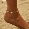 Tornozeleiras Europeias e Americanas, Estilo Praia Boêmio, Acessórios para Pés Personalizados, Metal Simples, Turquesa, Miçangas de Arroz, Strass, Argila Macia, Múltiplos Estilos