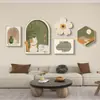 Pintura decorativa estilo crema para sala de estar Pintura para pared de fondo de sofá estilo nórdico Pintura colgante para pared de fondo de restaurante Pintura de porcelana de cristal