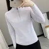 Camisa feminina de secagem rápida 2026 novo modelo primavera-verão, cor sólida, simples, absorvente de umidade, que absorve o suor, top fino com gola alta para corrida, esportes e fitness