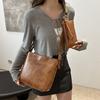 Bolsa de Ombro Tote Transversal Casual Grande Capacidade Retro Moda 2024 Duas Peças Outono e Inverno Texturizada para Comutador Larga para Mulheres