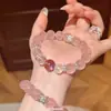 Pulsera de Cristal Rosa Imitación de Madagascar para Mujer, Pulsera de Cristal Aze Morado, Regalo para el Cumpleaños de la Mejor Amiga