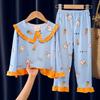 Pijamas de Primavera y Otoño para Niños Niñas Cuello de Muñeca Manga Larga Lindo Dibujo Animado Ropa Exterior para Primavera y Verano Ropa para el Hogar