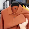 Camisa polo de manga larga 100% algodón para hombre con cuello camisero, adecuada para primavera y otoño, color liso casual, estilo de negocios ligero, versátil, transpirable y de corte holgado