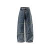North Boundary Roupa Masculina Estilo Americano Marca Tendência Outono 2025 Novo Jeans Rasgado nas Bordas Divididas Calças Retas Casuais Largas Masculinas