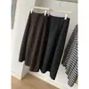 Saia elegante indispensável para outono e inverno, saia midi de lã de acetato de cintura alta, versátil e modeladora para mulheres, adequada para o trabalho