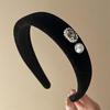 Edimburgo inverno alta Caveira top Francês retro Pérola headband de veludo preto Chanel estilo de alta qualidade temperamento headband