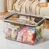 Caja de Almacenamiento para el Hogar de Gran Capacidad para Juguetes Caja de Almacenamiento de Acrílico Caja Transparente para Snacks Caja Portátil Sellada con Tapa Abatible