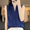 26 Camisola de Verano Más Vendida con Cuello en V para Mujer, Estilo Coreano sin Mangas Holgada Adelgazante, Adecuada para Usar en Capas o Sola, Top de Color Sólido