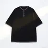 Camiseta Henley de Punto Color Block Estilo Old Money para Hombre, Top de Manga Corta Texturizado Americano de Verano para Parejas