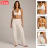 Conjunto de Yoga Transfronterizo de Sensación Desnuda con Hermoso Sujetador Deportivo Halter de Espalda y Pantalones Rectos Sueltos para Correr al Aire Libre y Fitness