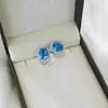 Conjunto de anéis de água-marinha mais vendido em live do TikTok, moderno e elegante, pingente de colar oval e brincos de diamante integral de alta qualidade
