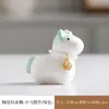 Ornamento de Cerâmica Cavalo Pequeno Giratório com Esmalte de Cristal - Estatueta Giratória Atratora de Dinheiro e Alívio de Estresse - Animal de Chá Auspicioso para Desktop