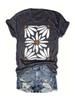 Amazônia Europa e Estados Unidos verão feminino planta flor padrão impressão pescoço redondo manga curta moda casual comércio exterior explosão T-shirt