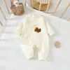 Mameluco protector de algodón puro Clase A para recién nacidos, mameluco estilo cuatro estaciones, mameluco sin huesos para meses pequeños, 52
