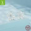 Brincos de cristal transparente com pingente de prata femininos pequenos temperamento fresco s925 brincos de prata esterlina de alta qualidade