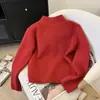 Casaco suéter com gola alta e fivela de borla retrô estilo chinês feminino outono e inverno manto de batalha de Ano Novo cardigã de tricô vermelho de Ano Novo