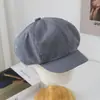 Nuevo sombrero octagonal simple para todas las estaciones para adultos, sombrero artístico para mujer, protección solar, sombrero fresco versátil 01