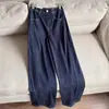 2026 Novo Zíper Vintage Azul Escuro Jeans para o Dia a Dia Calças de Perna Larga Emagrecedoras Calças de Perna Reta Atacado B4DK6136