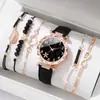 Pulseira Estilo Europeu e Americano Padrão Turquesa Negra Personalizada Corrente Feita à Mão Quadrado Preto Tendência Elegante Conjunto de Acessórios para Relógio de 4 Peças
