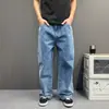 Calça jeans de brim lavada, unissex, corte solto, estilo perna reta, design retrô americano, moda casual tendência, adequada para ir ao trabalho, estilosa e descolada, nova coleção 2026