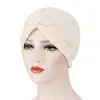 Amazon europeo y americano nuevo tela elástica frente cruz color caramelo base gorra india gorra césped gorro pullover quimioterapia