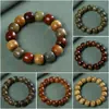 Atacado de Pulseiras de Contas Estilo Antigo, Pulseiras de Madeira de Círculo Único para Homens e Mulheres, Contas de Oração Budistas de Redwood, Venda Direta do Fabricante