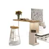 Mesa de Bar de Madera Maciza Color Crema, Gabinete Divisorio en la Esquina de la Sala de Estar, Mesa de Bar de Patas Altas para el Balcón y el Área de Ocio Montada en la Pared de la Casa de Huéspedes