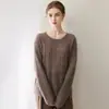 Suéter tejido de seda y cachemira de cuello redondo, estilo suelto y casual, elegante jersey, nuevo top fino de punto trenzado para mujer, otoño e invierno 2026
