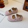 Sapatos de Couro Retrô Pequenos para Meninas 2025 Primavera & Outono Novos Sapatos de Princesa com Laço de Pérola Estilo Coreano Sapatos Casuais Versáteis