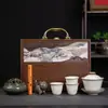 Conjunto de Chaleira Yue Rui Bege com Alça, Forno de Temperatura Constante, Máquina de Chá, Pote Selado para Frutas Secas, Pote para Armazenamento de Medicina Tradicional Chinesa, Incenso, Presente