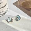 Exquisitos pendientes de perla de luna y estrella azul para mujer, diseño de nicho, ligeros, de lujo, de alta gama, que combinan con todo.