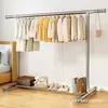 Secador de roupas de chão em tubo de aço inoxidável, espessado e reforçado, para uso em varanda, secador de roupas telescópico de poste único, cabideiro de quarto