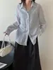Camisa de Manga Larga con Textura de Cuadros para Mujer, Nuevo Estilo Primavera y Otoño, Camisa de Diseño Casual Holgada y Relajada, Camisa de Protección Solar para Mujer
