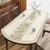 Novo Jogo Americano Oval Estilo Chinês, Toalha de Mesa Impermeável e à Prova de Óleo, Sem Lavagem, Tecido de Luxo Leve de Alta Qualidade, Novo Jogo Americano Oval para Mesa de Jantar