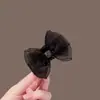 Nuevo Clip de Lazo de Organza Negro de Alta Gama Coreano Clip para Flequillo Pasador Lateral Accesorios para el Cabello Tocado para Mujer