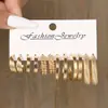 Brincos de metal estilo europeu e americano brincos geométricos quadrados brincos de pérola de imitação vintage brincos estilo Hepburn conjunto de 6 peças