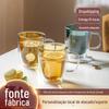 Copo de Vidro Borossilicato de Alta Qualidade para Uso Transfronteiriço, Adequado para Bebidas Quentes e Frias, Copo Doméstico de Grande Capacidade para Suco e Café, Copo de Vidro Colorido de Camada Dupla com Tampa