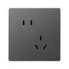 Enchufe de Interruptor Delixi Panel Grande Sin Marco Interruptor Individual Doméstico Enchufe de Cinco Orificios Interruptor de Pared Gris Venta al por Mayor