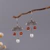 Pendientes Colgantes de Plata de Ley S925 Vintage para Mujer, Elegantes, con Borla de Perlas de Piscis, Plata Tailandesa Mate