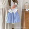 Ropa de Verano sin Mangas Delgada para Bebé Vestido de Princesa Estilo Occidental a Rayas Cien Días de Edad Niña Bebé Ropa de Verano Bolsa Ropa Pedos Moderna