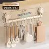 Gancho de riel deslizante detrás de la puerta del gabinete, gancho adhesivo para cocina sin taladro, herramienta mágica para colgar espátulas, estante de almacenamiento montado en la pared