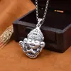 Colgante Retro de Plata Pura Sun Wukong S999 Rey Mono Antiguo Seiko Collar de Plata de Ley Joyería de Plata Estereoscópica Colgante para Hombre