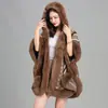 Chal de Invierno Transfronterizo para Mujer de Piel Sintética de Conejo, Capa Gruesa Cálida para Mujer con Acabado de Alta Gama y Adorno de Piel Versátil para los Hombros