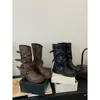 Botas retro de suela gruesa hasta la mitad de la pantorrilla, botas de vaquero western con tacón de bloque, nuevas botas de jinete otoño 2025, botas Martin para mujer