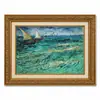 Moldura Dourada Retrô Campo de Pessegueiros em Flor de Van Gogh Céu Estrelado Estilo Pintura a Óleo Sala de Estar Entrada Pintura de Parede Emoldurada Pintura Decorativa Personalizado